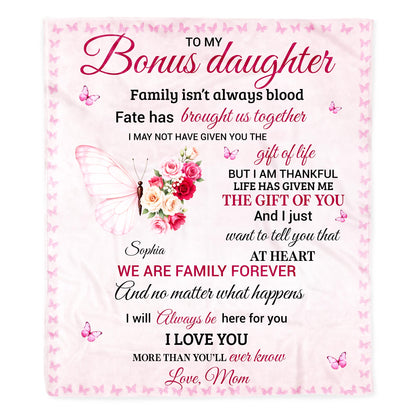 To My Bonus Daughter, Butterfly And Flower Design