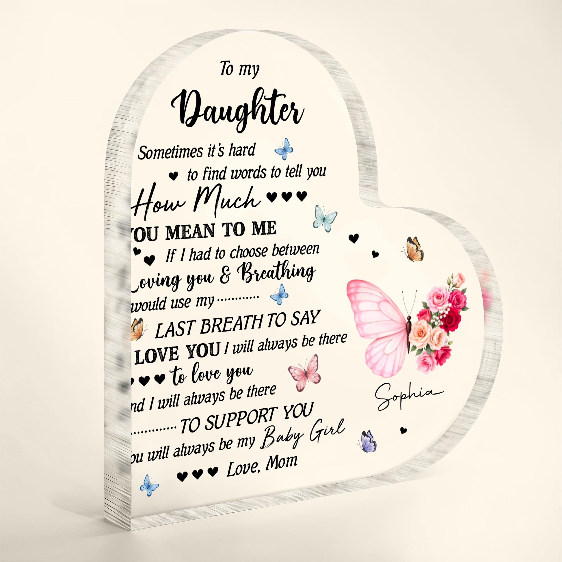To My Daughter, Butterflies and Flowers Message