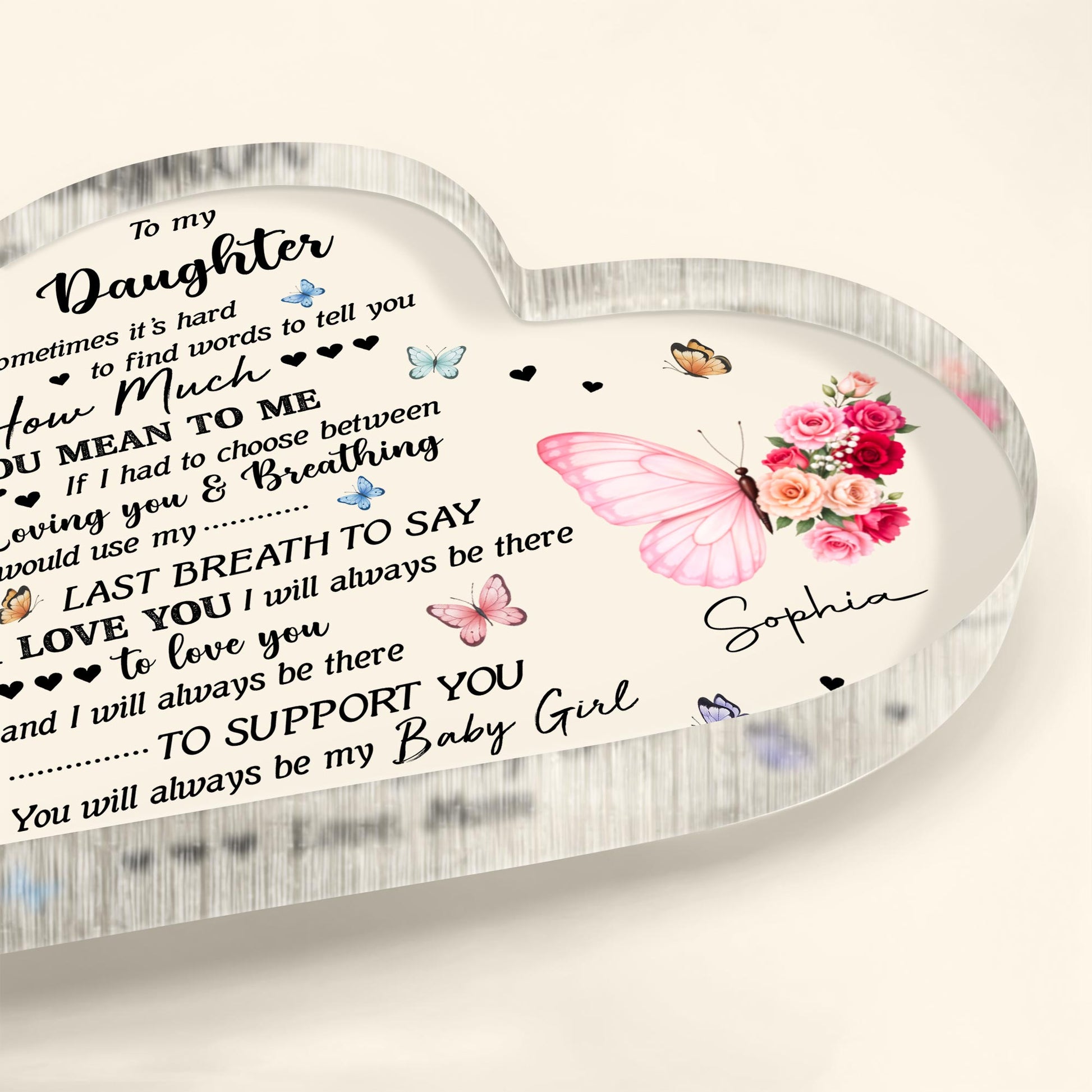 To My Daughter, Butterflies and Flowers Message