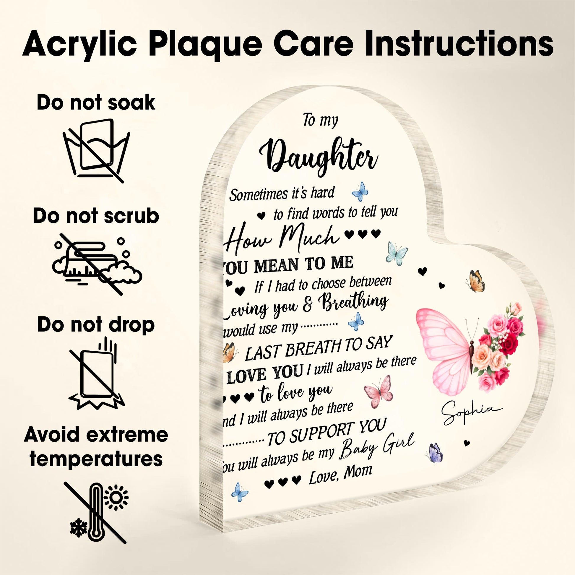 To My Daughter, Butterflies and Flowers Message