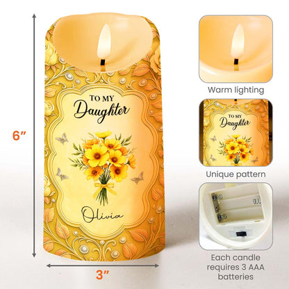 To My Daughter, Candle With Flowers And Hearts