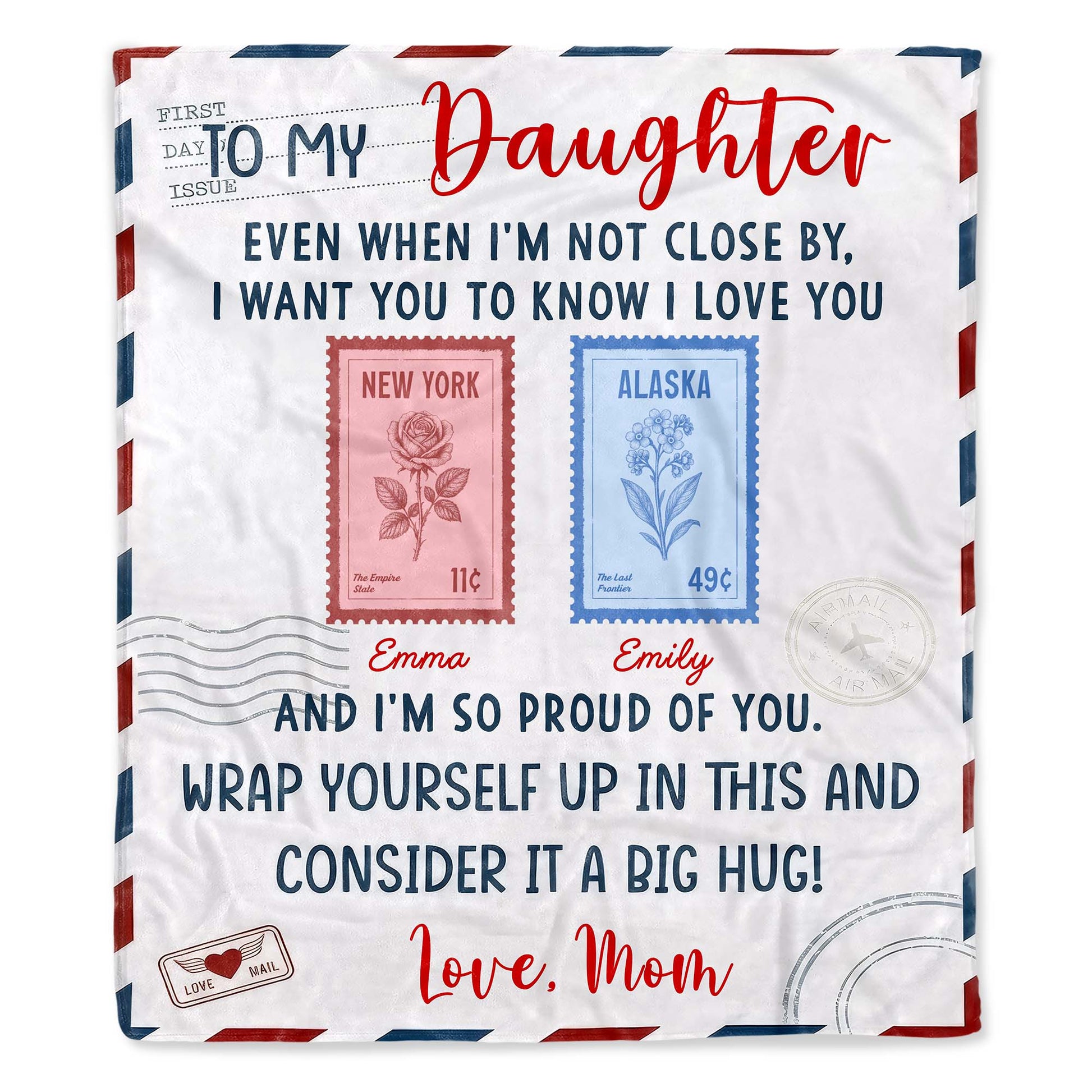 To My Daughter, Love and Postal Stamps Design