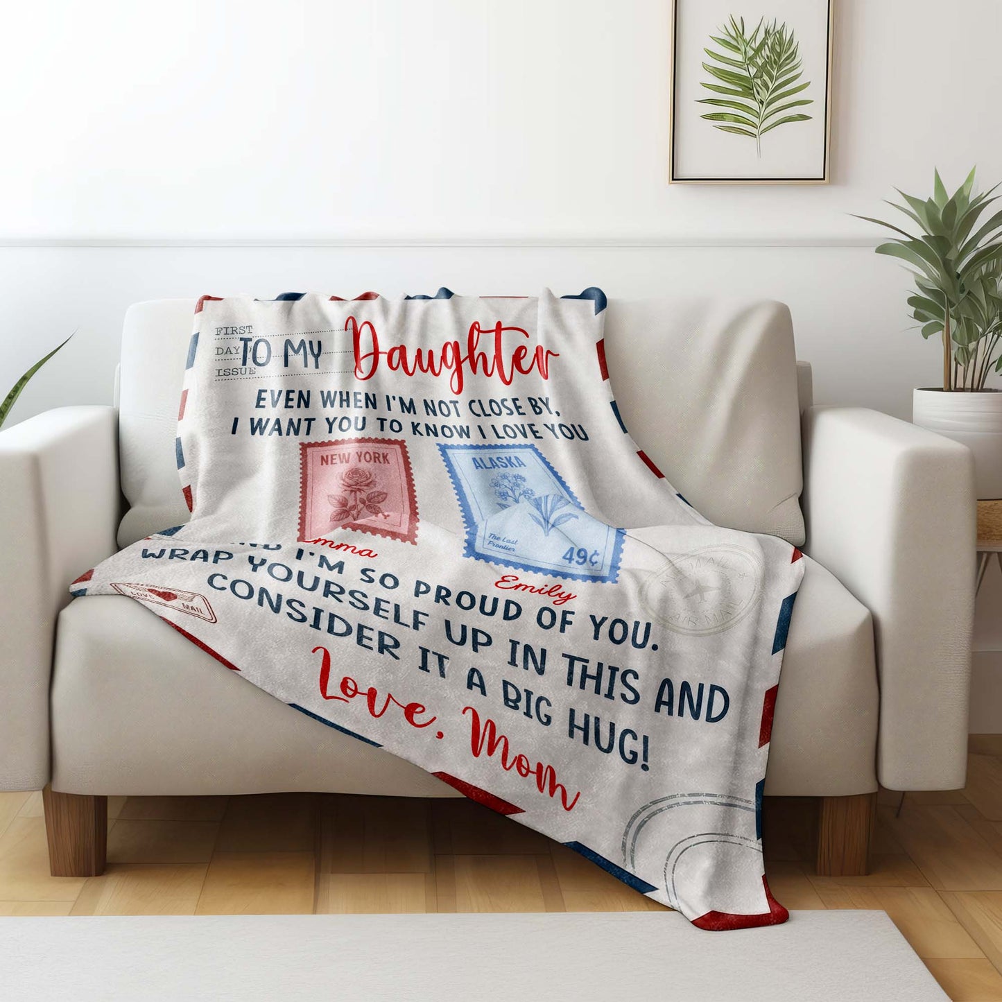 To My Daughter, Love and Postal Stamps Design