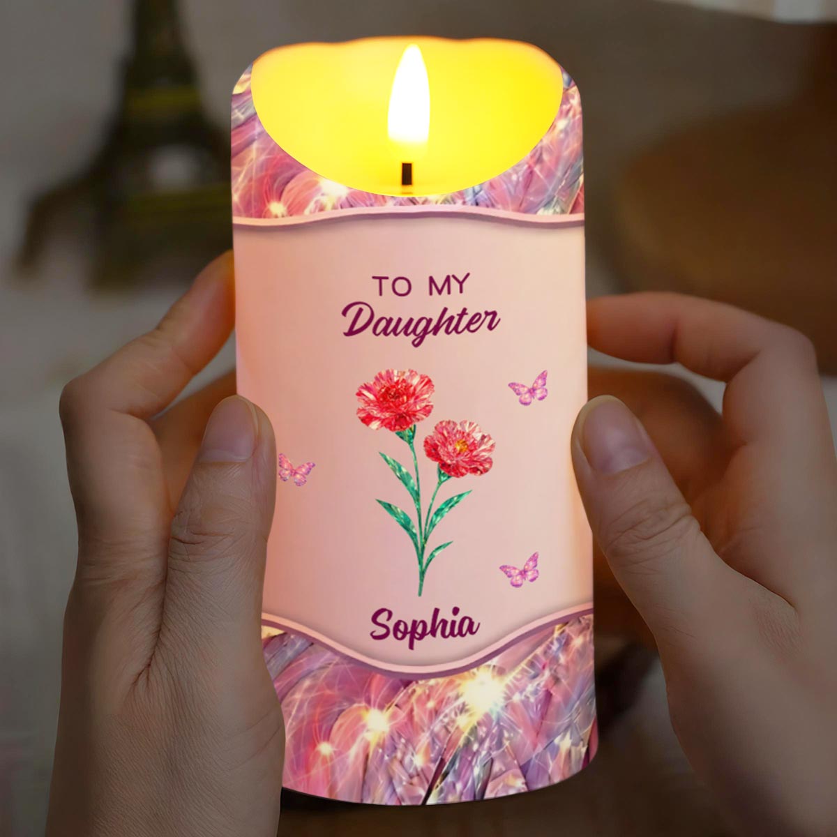 To My Daughter, Flowers And Butterflies Love Message