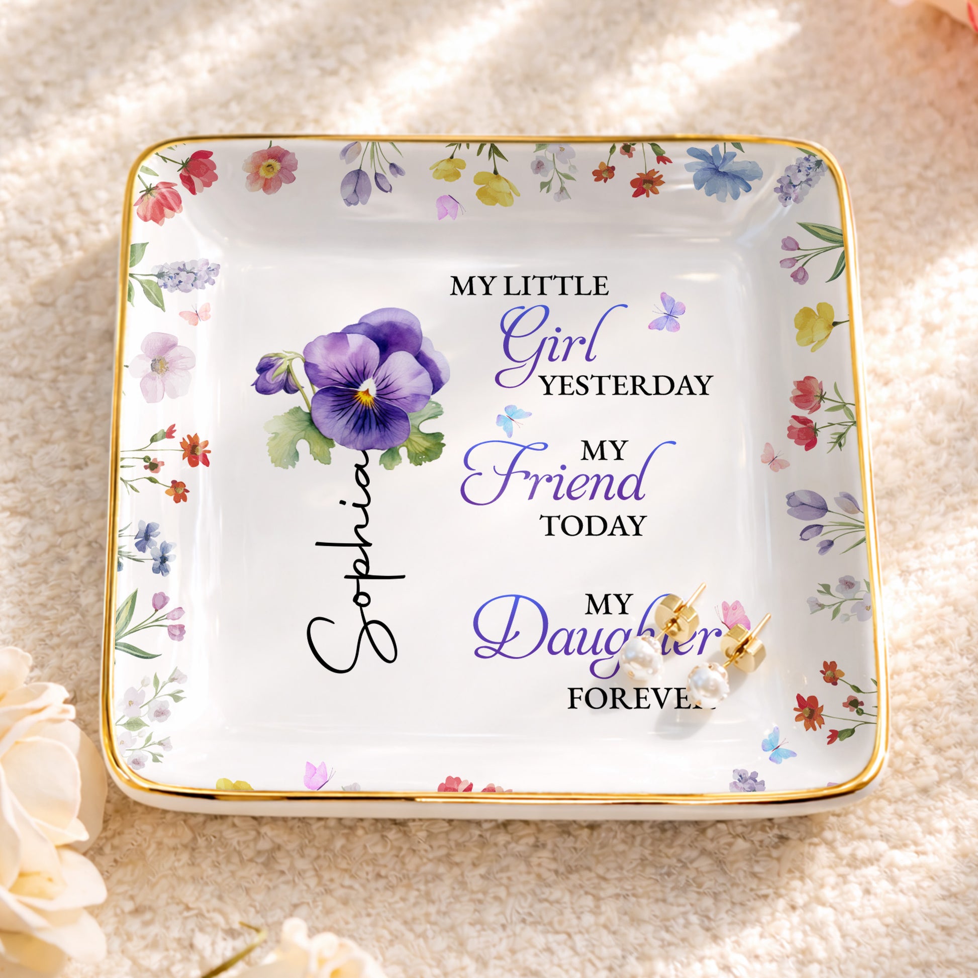My Little Girl Yesterday, Flowers Ceramic Dish