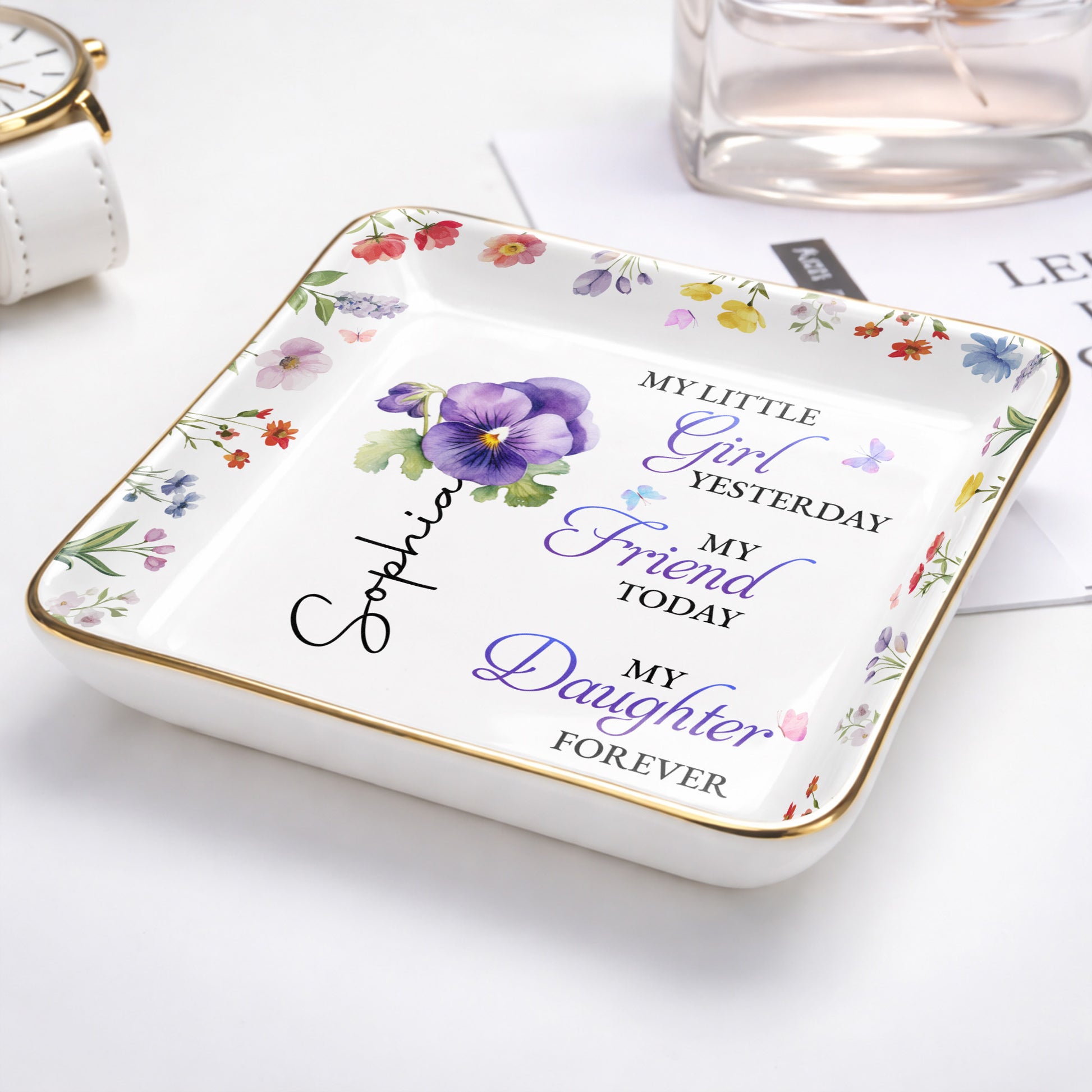 My Little Girl Yesterday, Flowers Ceramic Dish