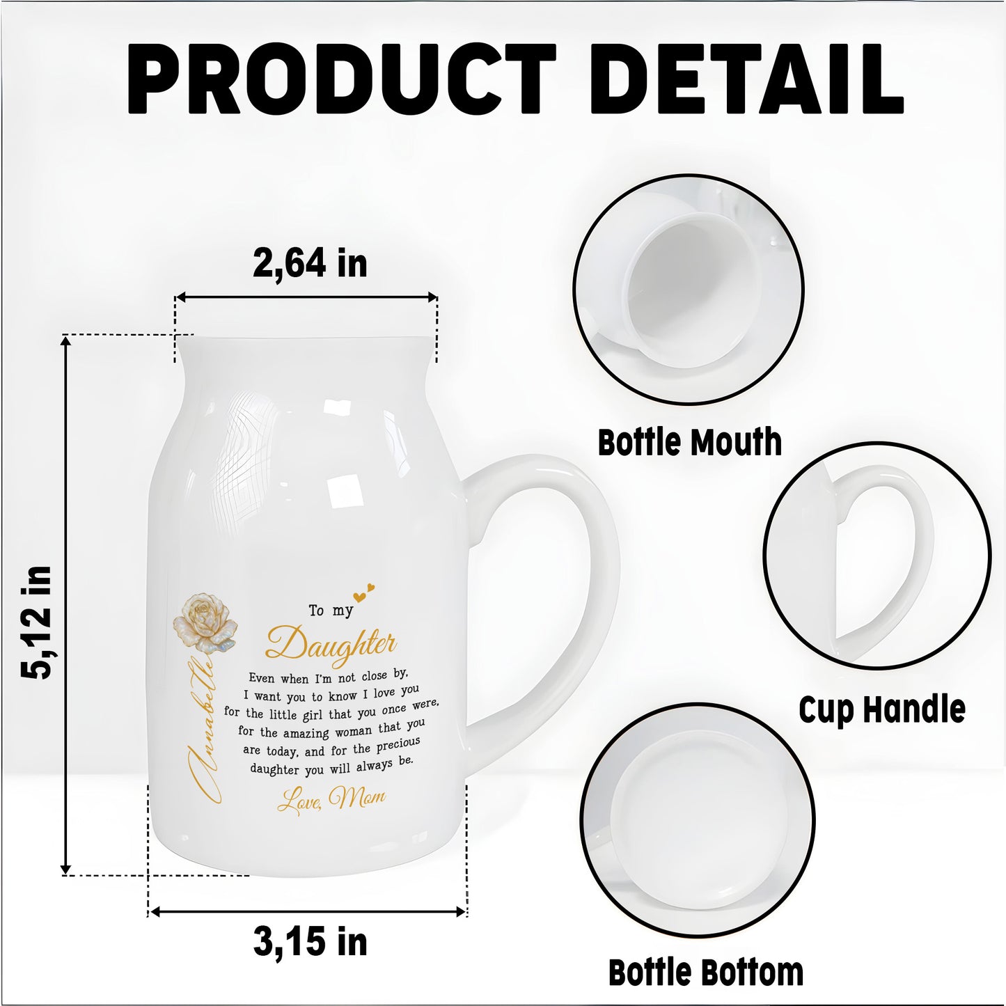 To My Daughter, Love From Mom, Featuring A Rose And Heart