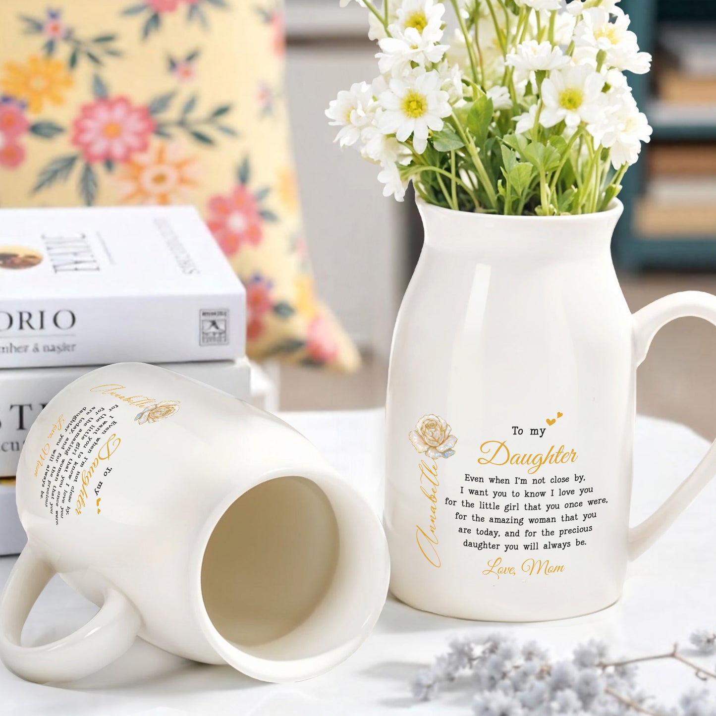 To My Daughter, Love From Mom, Featuring A Rose And Heart