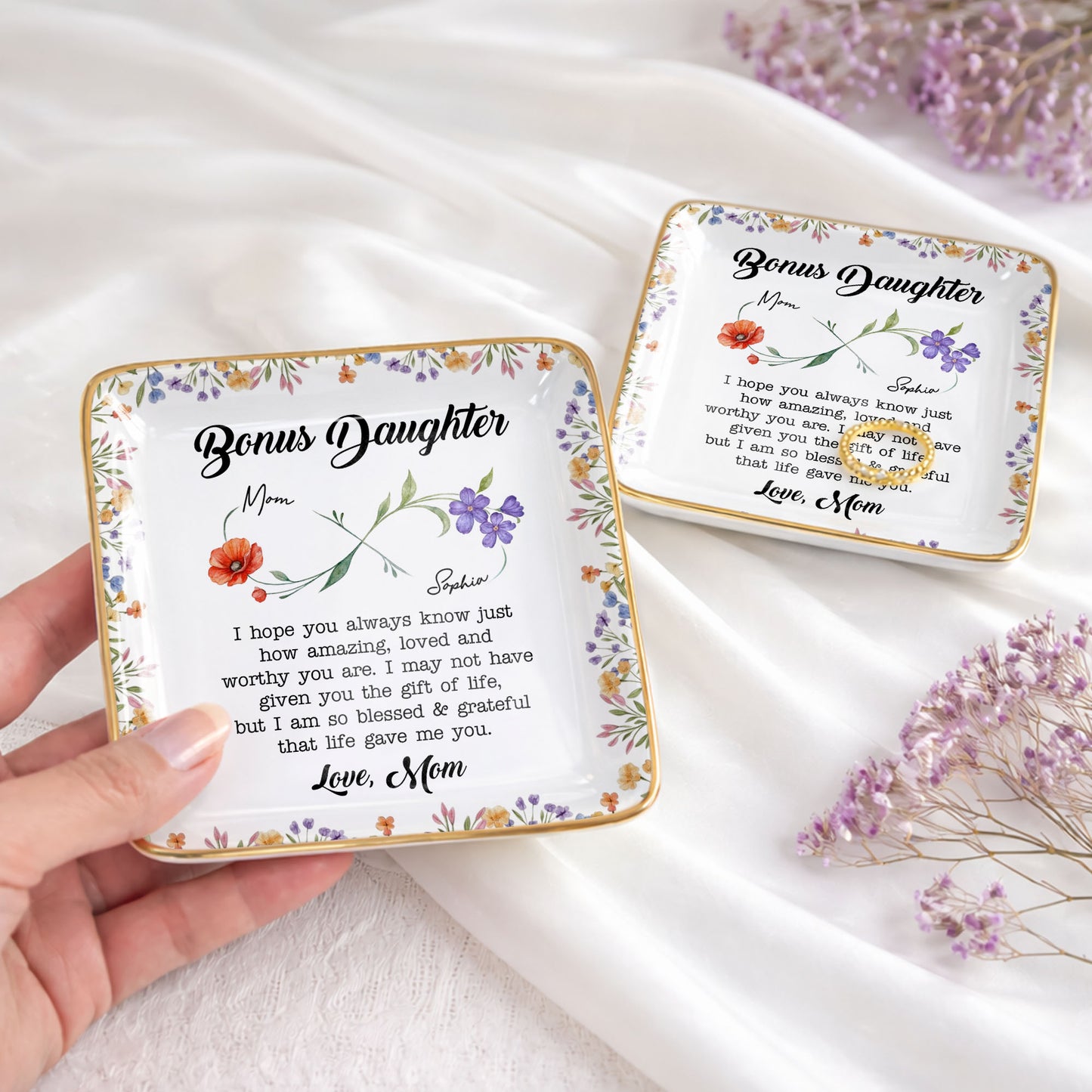 Bonus Daughter I Hope You Always Know Floral Infinity Jewelry Dish