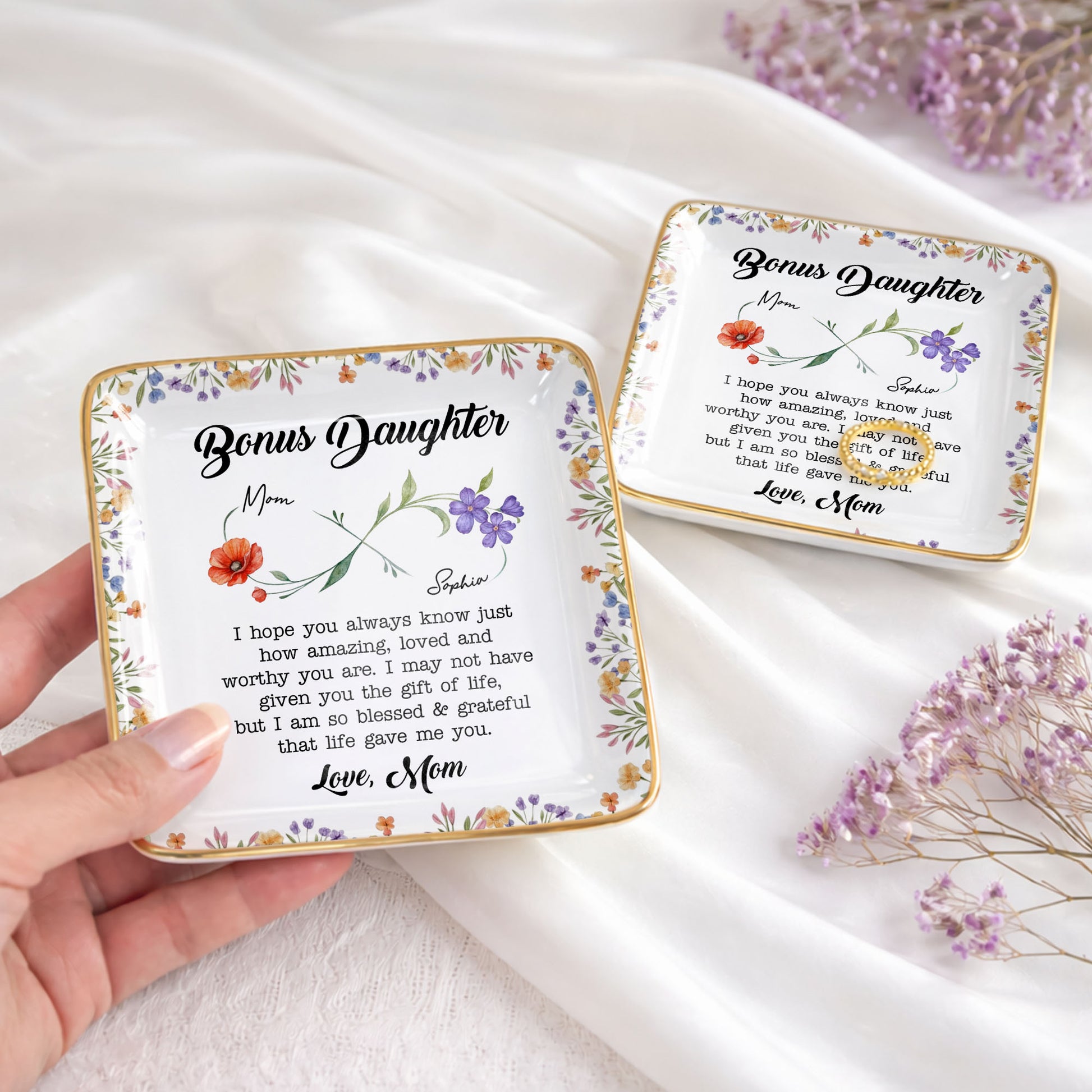 Bonus Daughter I Hope You Always Know Floral Infinity Jewelry Dish