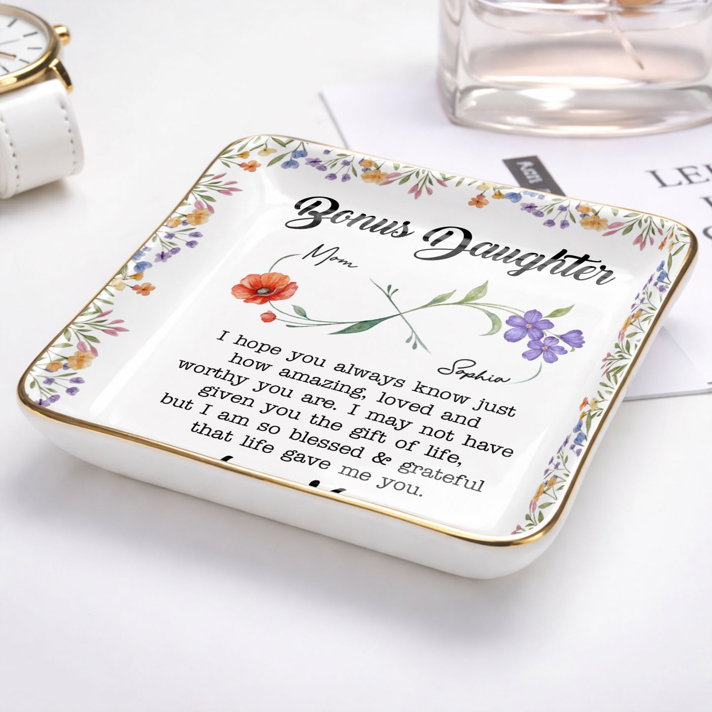 Bonus Daughter I Hope You Always Know Floral Infinity Jewelry Dish