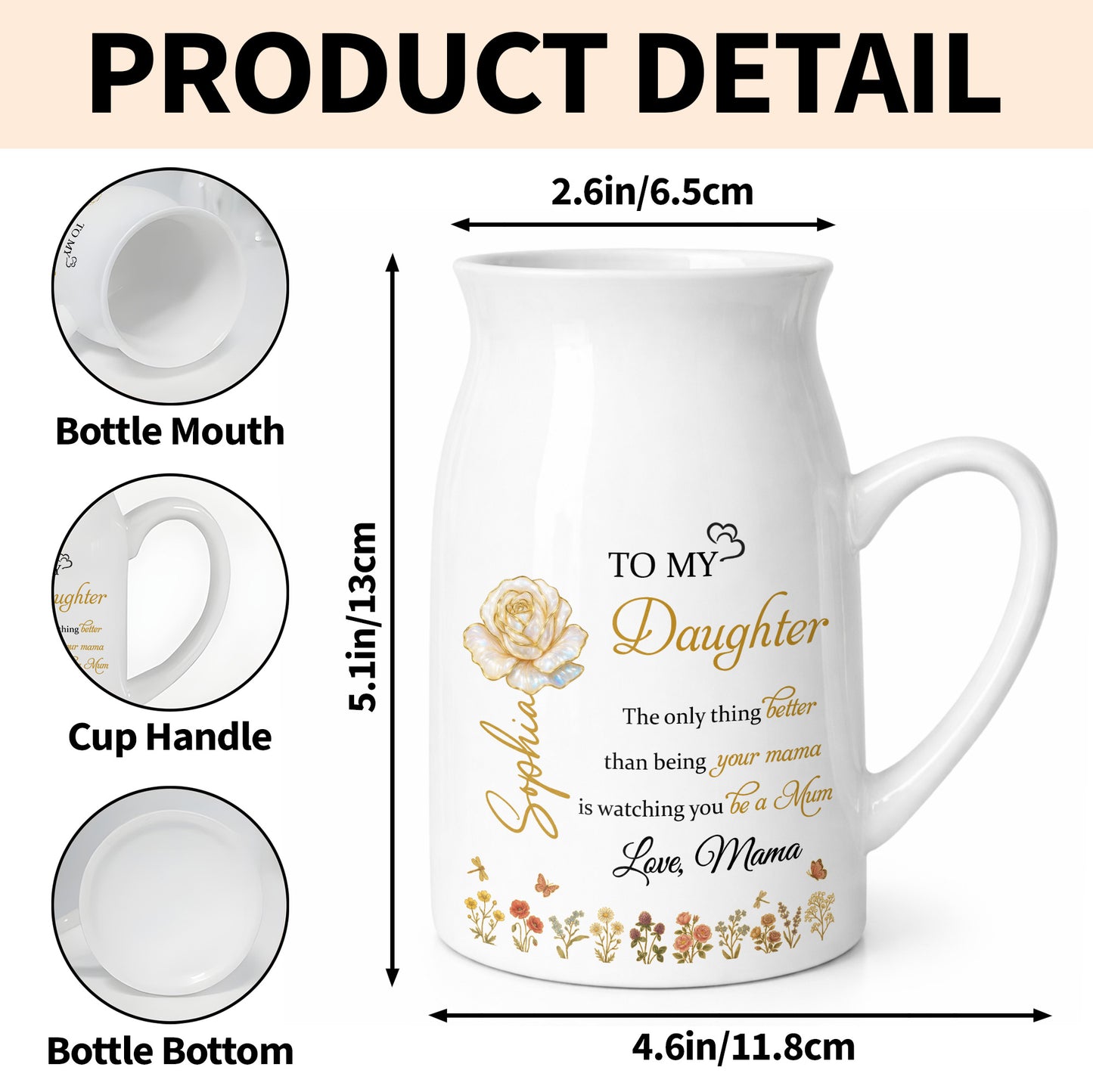 To My Daughter Love From Mom Beautiful Flower Design