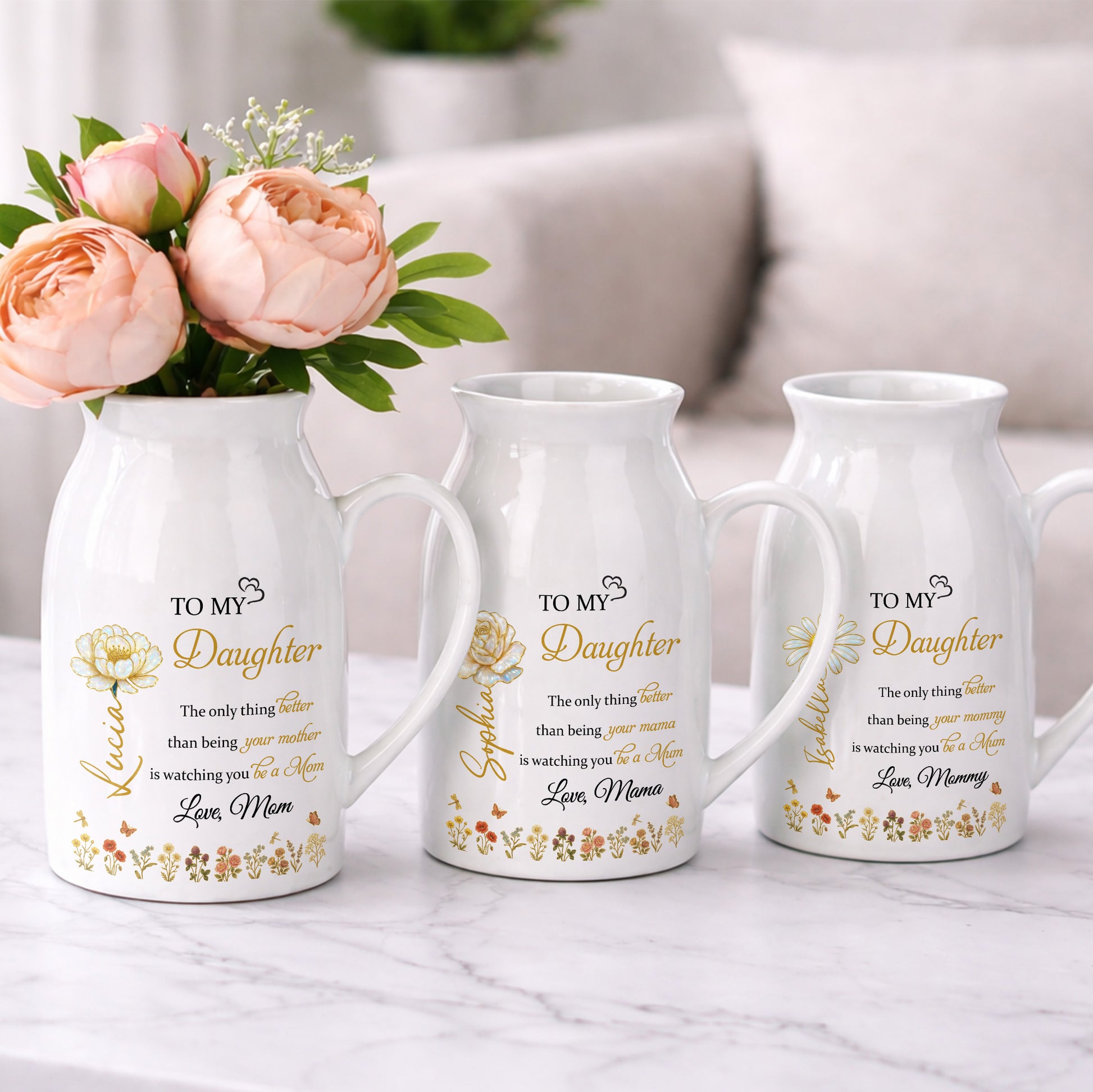 To My Daughter Love From Mom Beautiful Flower Design