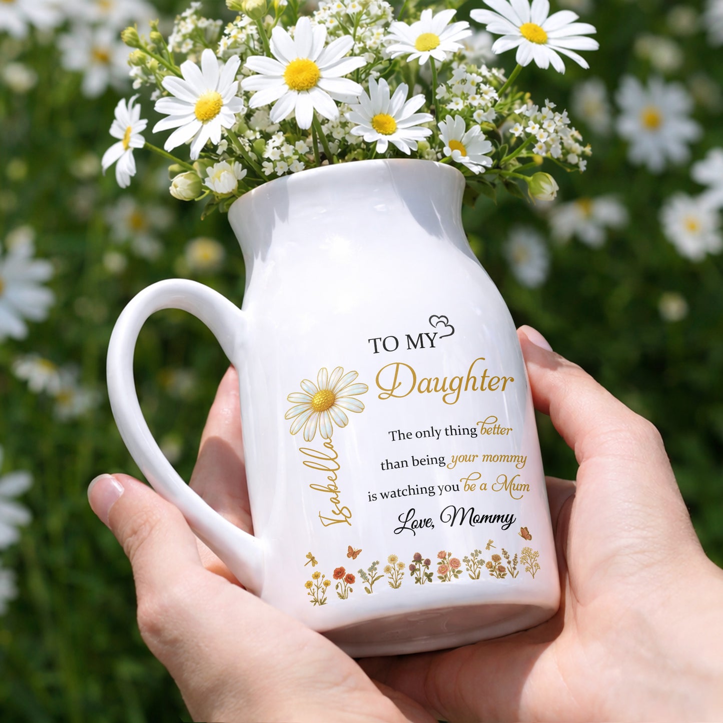 To My Daughter Love From Mom Beautiful Flower Design