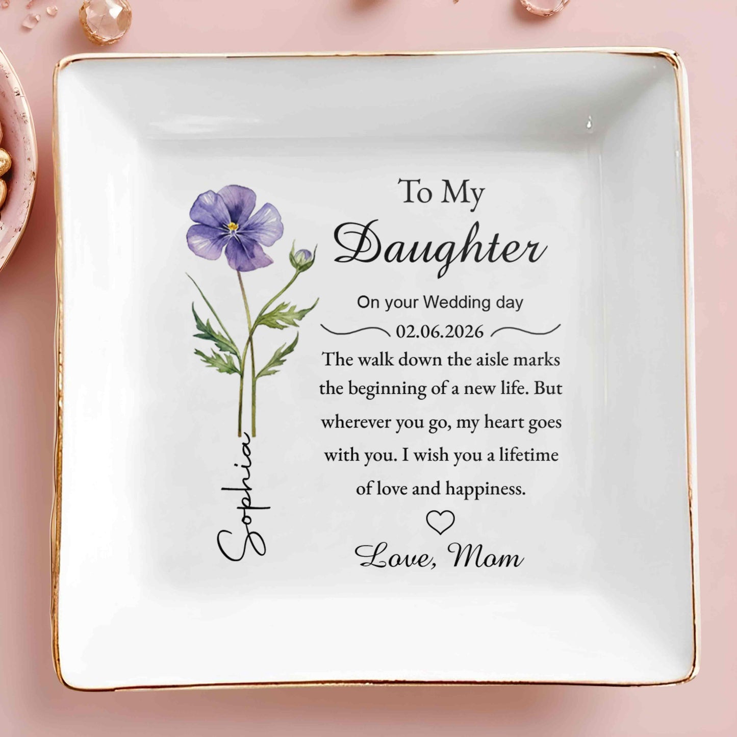 To My Daughter On Your Wedding Day With Purple Flower