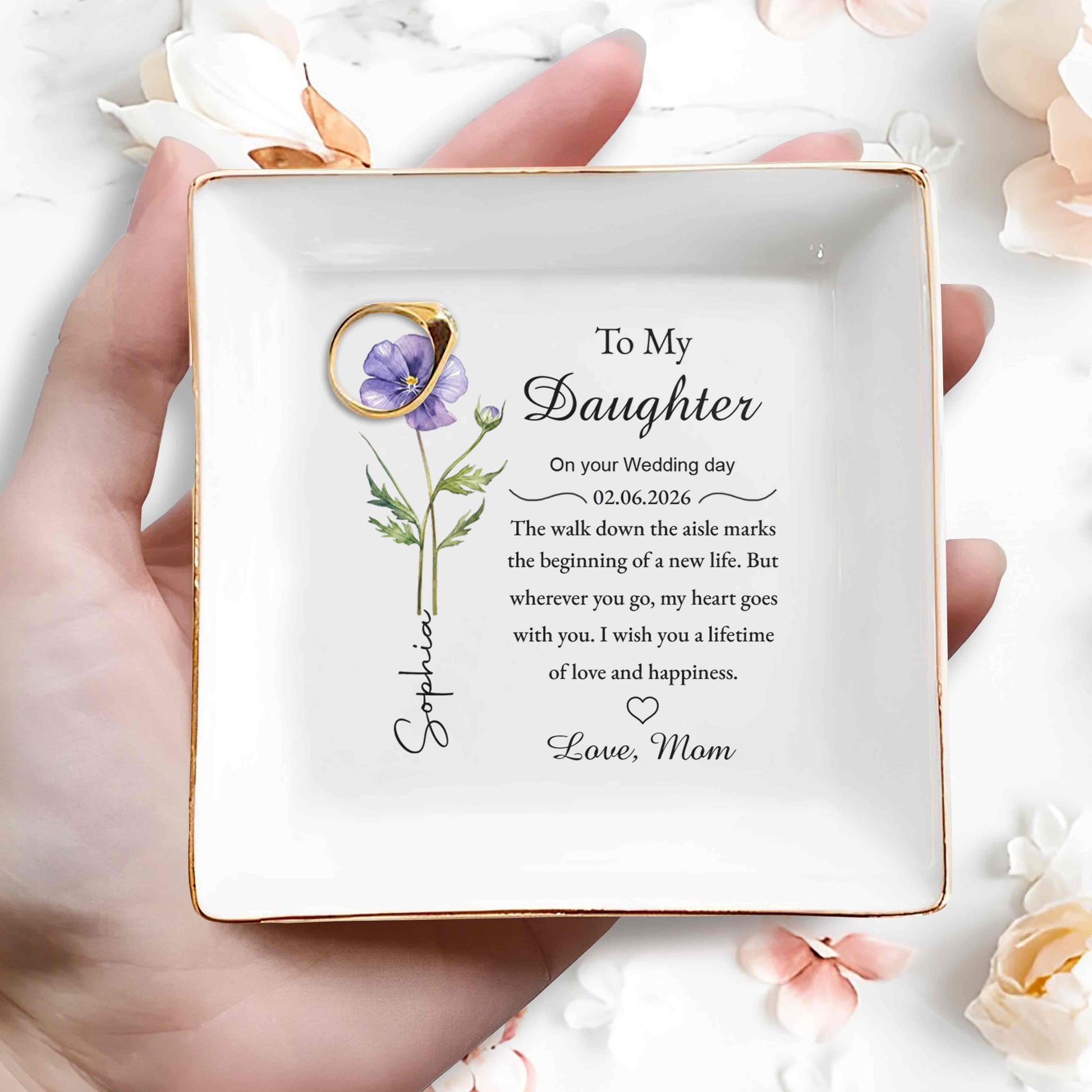 To My Daughter On Your Wedding Day With Purple Flower
