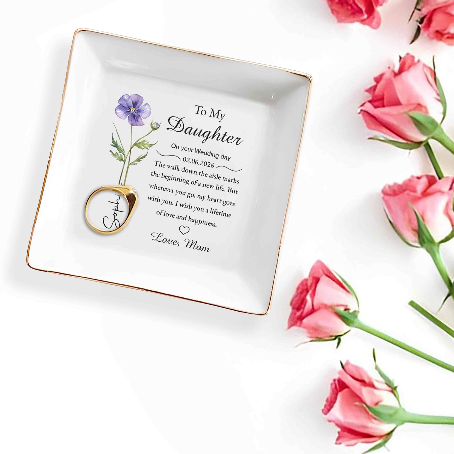 To My Daughter On Your Wedding Day With Purple Flower