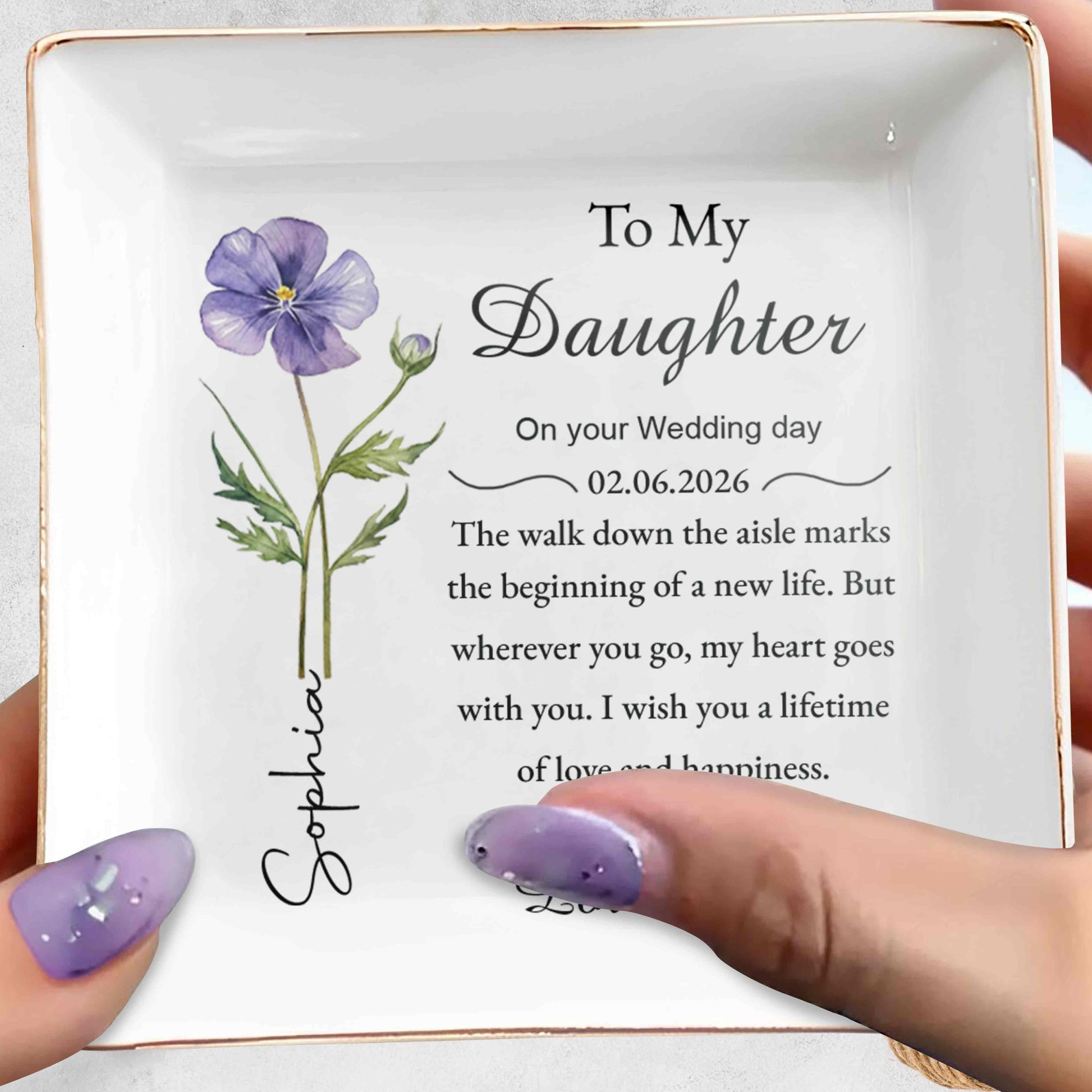 To My Daughter On Your Wedding Day With Purple Flower