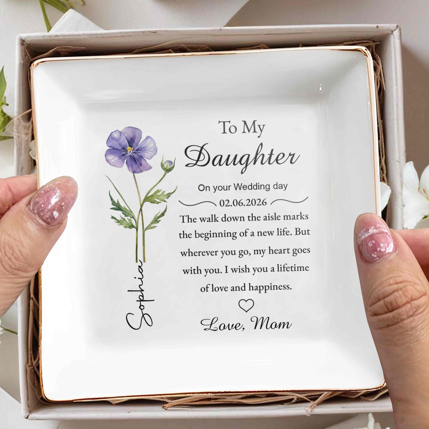To My Daughter On Your Wedding Day With Purple Flower