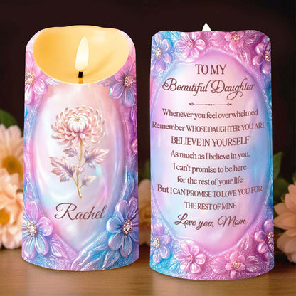 To My Beautiful Daughter Purple Flowers Personalized Candle