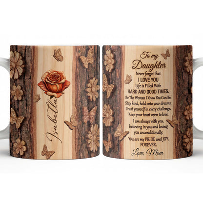 A Beautiful Rose In Full Bloom With Butterflies And Wood Texture