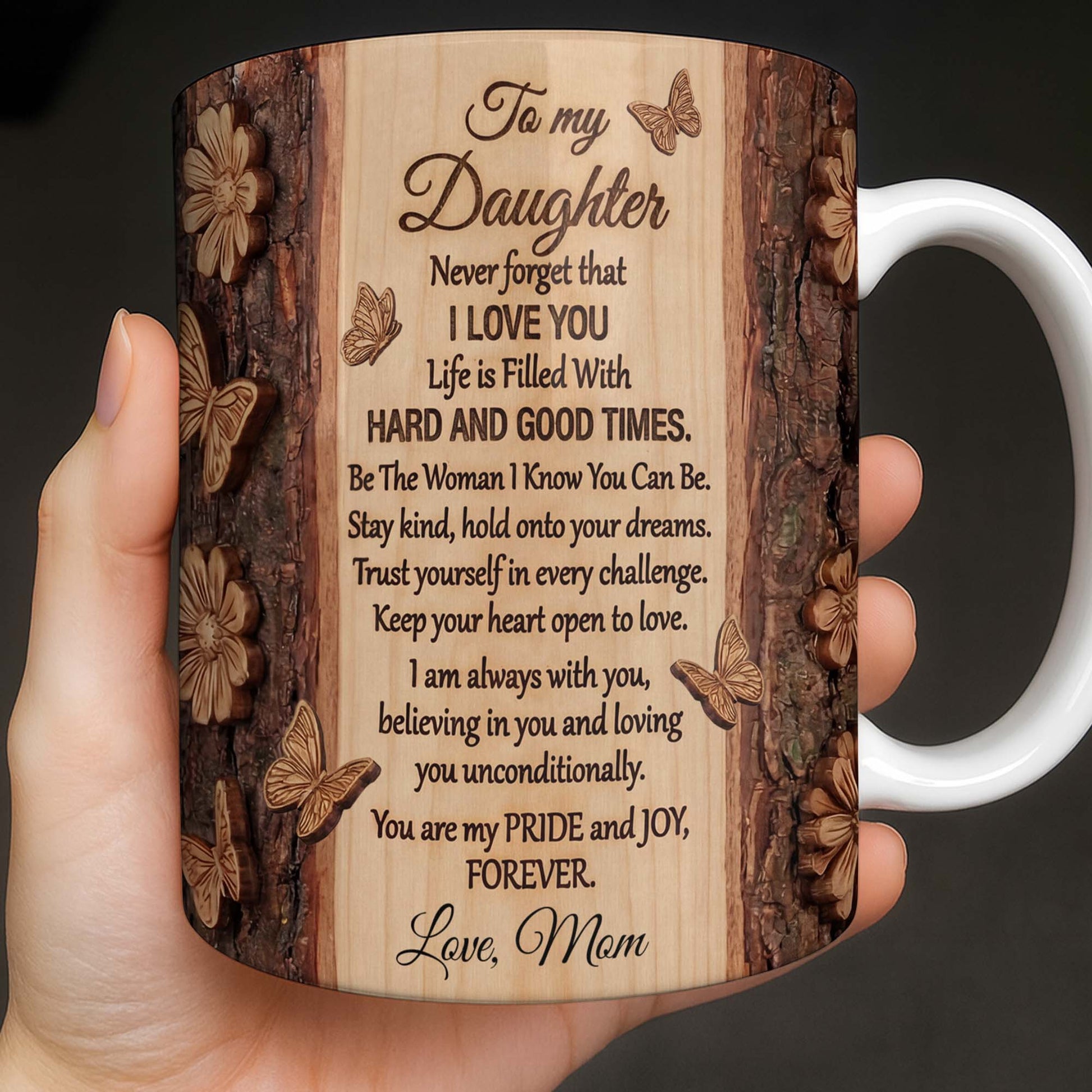 A Beautiful Rose In Full Bloom With Butterflies And Wood Texture