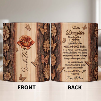 A Beautiful Rose In Full Bloom With Butterflies And Wood Texture