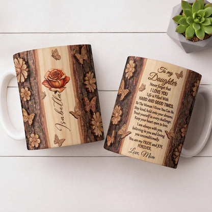 A Beautiful Rose In Full Bloom With Butterflies And Wood Texture