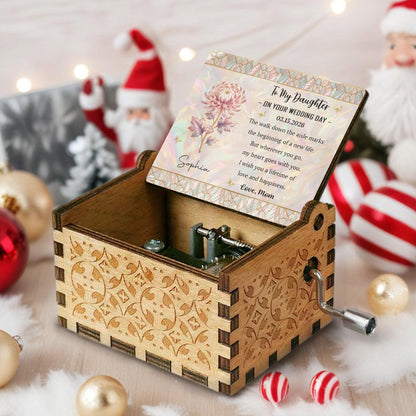 To My Daughter On Your Wedding Day Birth Month Flower Mosaic - Custom Music Box With "You Are My Sunshine" Tune - DAU354_MZB