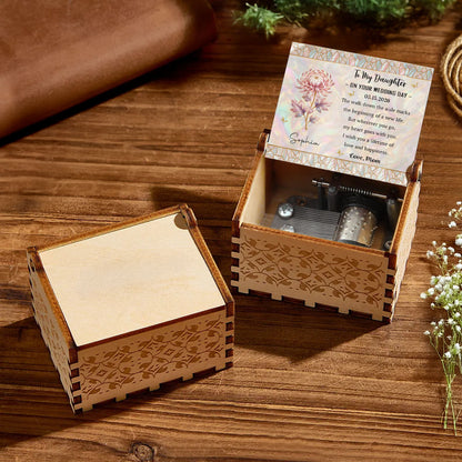 To My Daughter On Your Wedding Day Birth Month Flower Mosaic - Custom Music Box With "You Are My Sunshine" Tune - DAU354_MZB