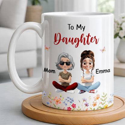 To My Daughter Floral Garden With Butterflies And Flowers - Personalized Custom Coffee Mug - DAU367_MG