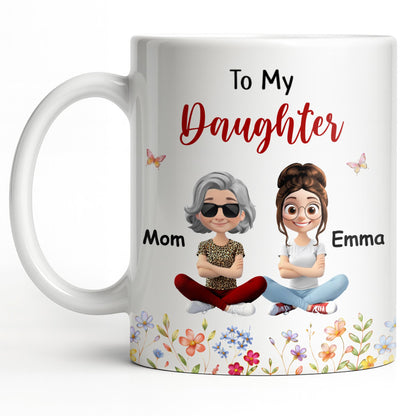 To My Daughter Floral Garden With Butterflies And Flowers - Personalized Custom Coffee Mug - DAU367_MG
