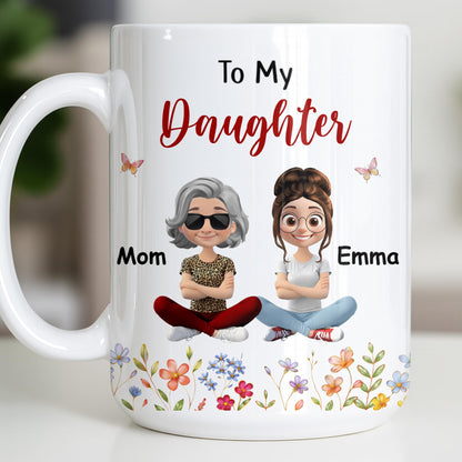 To My Daughter Floral Garden With Butterflies And Flowers - Personalized Custom Coffee Mug - DAU367_MG