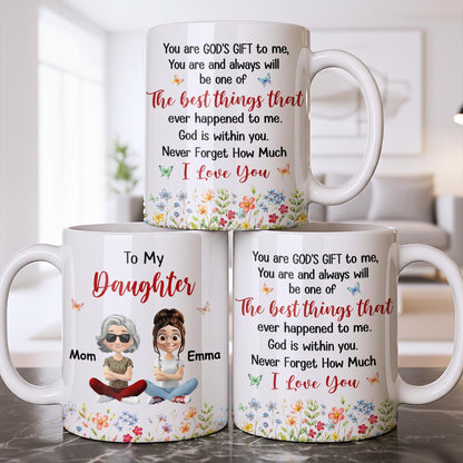 To My Daughter Floral Garden With Butterflies And Flowers - Personalized Custom Coffee Mug - DAU367_MG