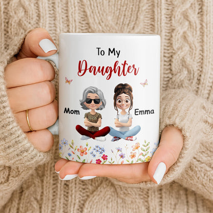 To My Daughter Floral Garden With Butterflies And Flowers - Personalized Custom Coffee Mug - DAU367_MG