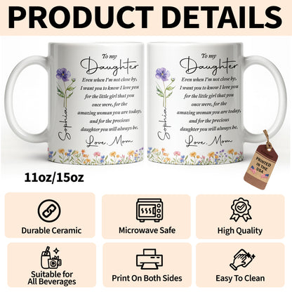 To My Daughter I Love You For The Woman You Are Birth Month Flower - Personalized Custom Coffee Mug - DAU403_MG