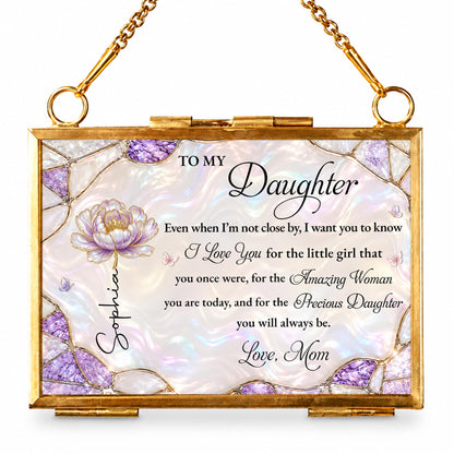 To My Daughter Amazing Woman Flower And Butterfly Stained Glass Style - Personalized Metal Frame Ornament - DAU576_GOFRO