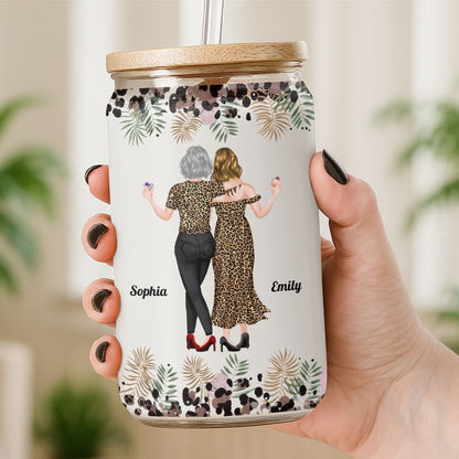 To My Badass Daughter I Am The Storm Leopard Print And Palm Leaves - Personalized Clear Glass Can - DAU579_GLACU
