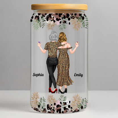 To My Badass Daughter I Am The Storm Leopard Print And Palm Leaves - Personalized Clear Glass Can - DAU579_GLACU