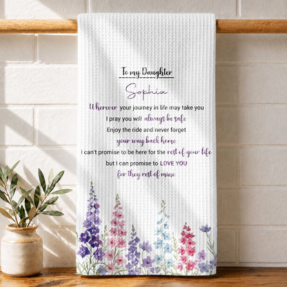 To My Daughter Wherever Your Journey Birth Flower - Personalized Kitchen Towel - DAU641_TOWL