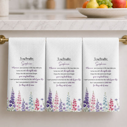 To My Daughter Wherever Your Journey Birth Flower - Personalized Kitchen Towel - DAU641_TOWL