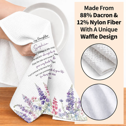 To My Daughter Wherever Your Journey Birth Flower - Personalized Kitchen Towel - DAU641_TOWL