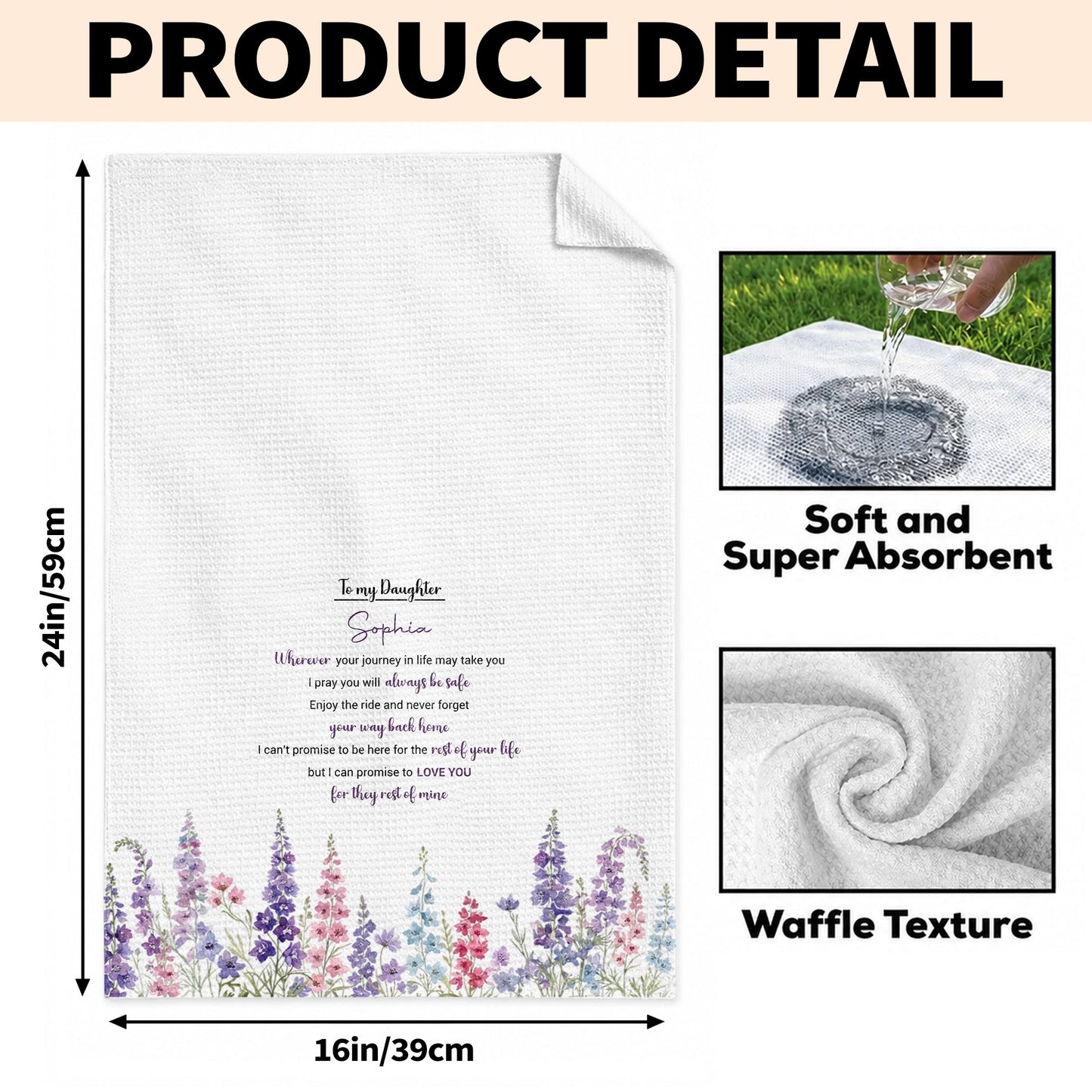 To My Daughter Wherever Your Journey Birth Flower - Personalized Kitchen Towel - DAU641_TOWL