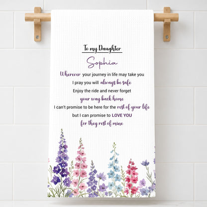 To My Daughter Wherever Your Journey Birth Flower - Personalized Kitchen Towel - DAU641_TOWL