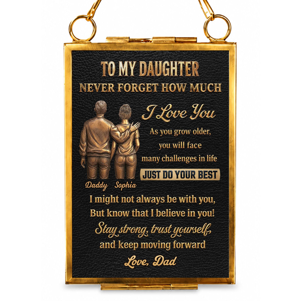 To My Daughter Never Forget How Much I Love You Father and Daughter - Personalized Metal Frame Ornament - DAU643_GOFRO