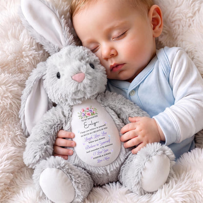 To My Daughter Believe In Yourself With Purple Flowers - Personalized Stuffed Bunny - DAU760_BUN