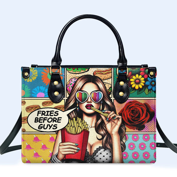 Frites avant les gars - Sac à main en cuir personnalisé - DB07