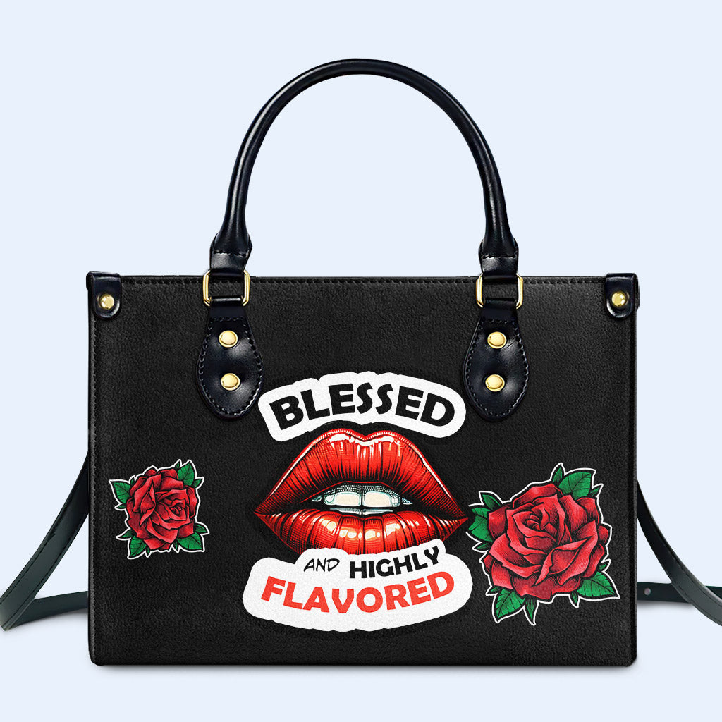 Custom Image Handbag Blessed And Highly Flavored - Fashion Personalized Custom Leather ...