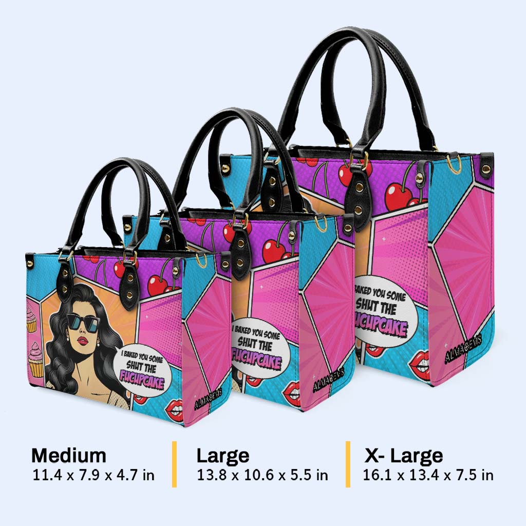 Te horneé un poco. Cállate la boca - Bolso de mano de cuero personalizado - QCUS003_HB