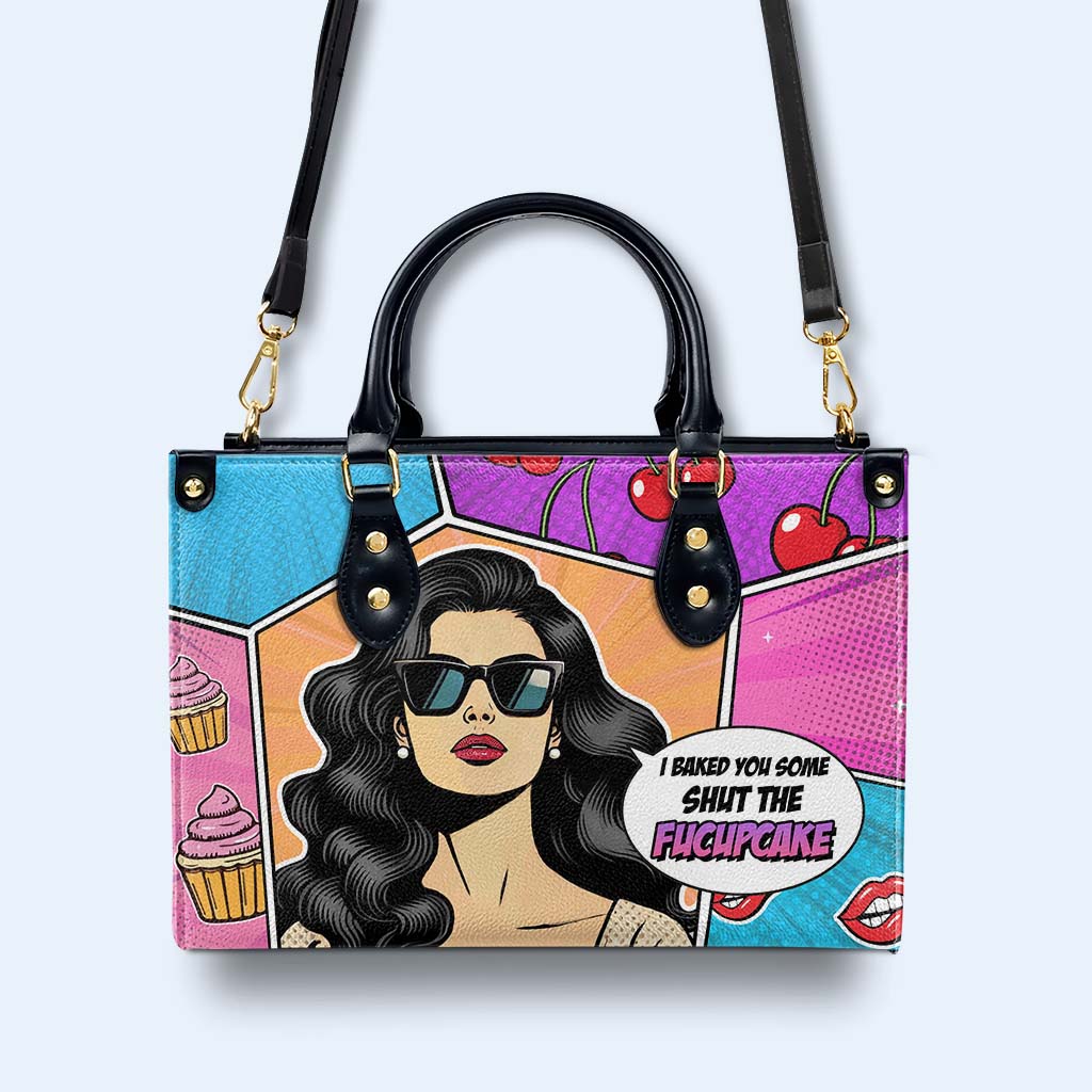 Te horneé un poco. Cállate la boca - Bolso de mano de cuero personalizado - QCUS003_HB